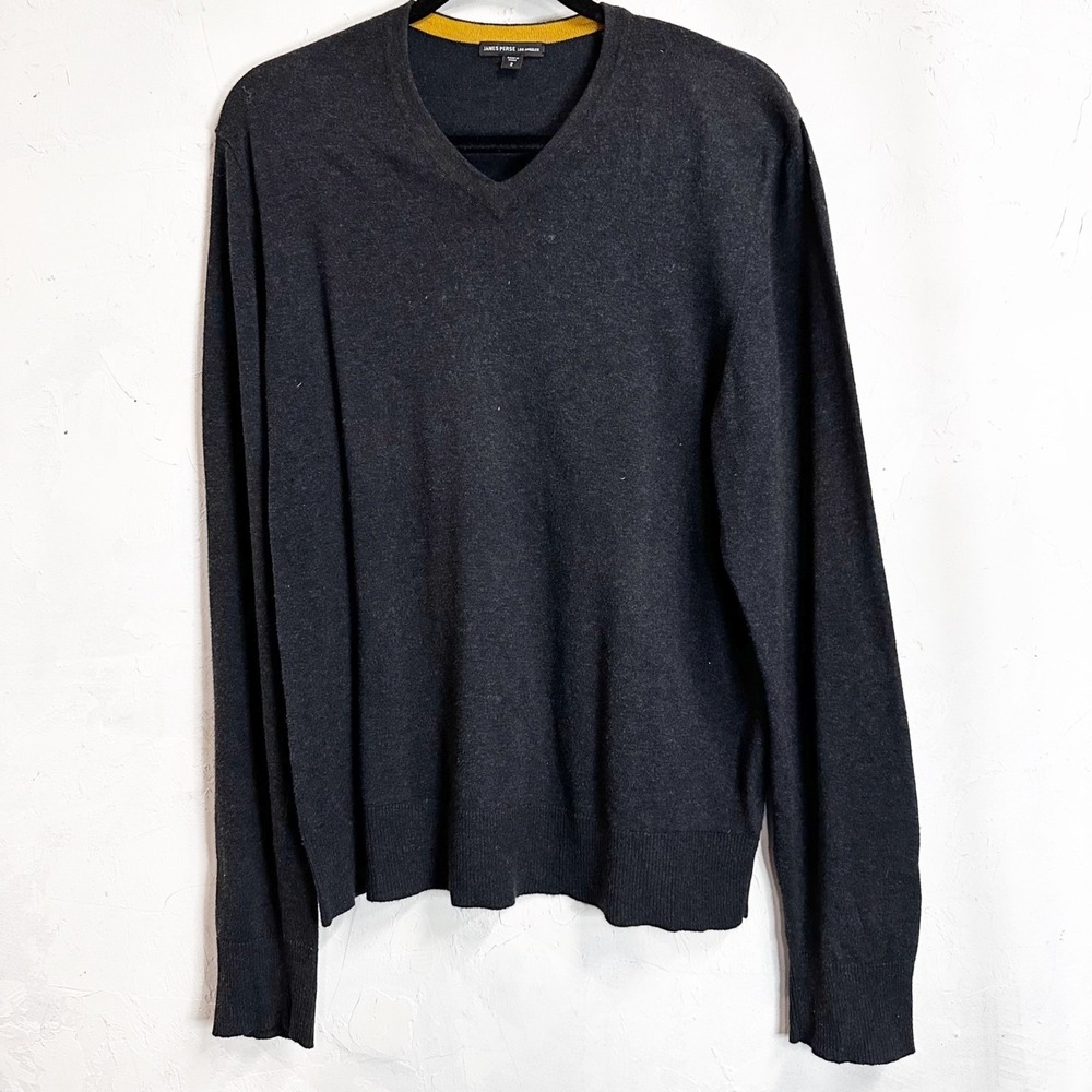 James Perse Cotton Cahmere Wool Blend Pullover Sweater Minimalist Mens Medium Gr